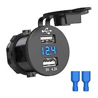 Marine Dual USB Charger Adapter Car Charger Socket Fast Charging with LED Diigital Voltmeter For Yacht SUV Motorcycle Boat Marine Van DC12-24V WATERWICH 5V 2.1A 2.1A DS2020 4.2A 4.2A with Orange Voltmeter